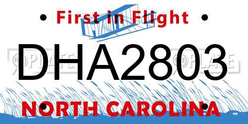 DHA2803 North Carolina License Plate