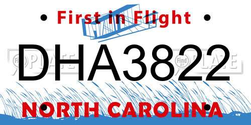 DHA3822 North Carolina License Plate