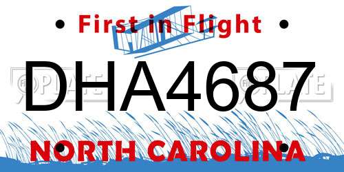 DHA4687 North Carolina License Plate