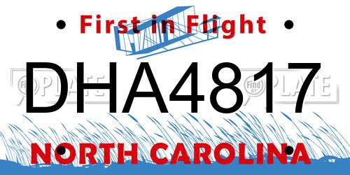 DHA4817 North Carolina License Plate