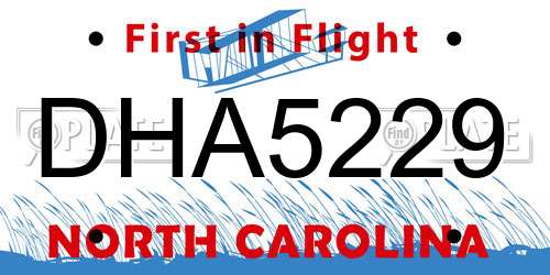 DHA5229 North Carolina License Plate