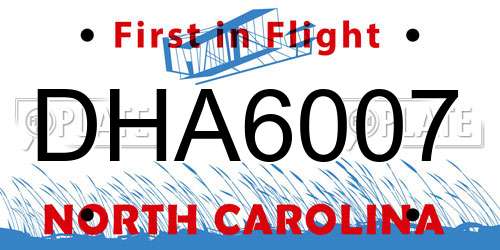 DHA6007 North Carolina License Plate