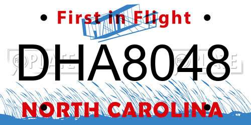 DHA8048 North Carolina License Plate
