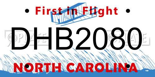 DHB2080 North Carolina License Plate