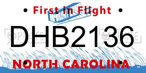 DHB2136 North Carolina License Plate