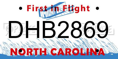 DHB2869 North Carolina License Plate