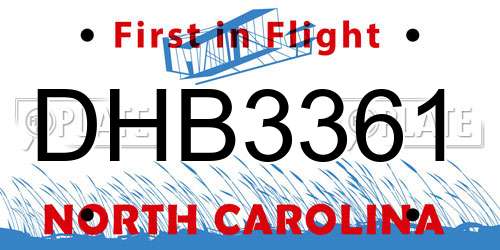 DHB3361 North Carolina License Plate