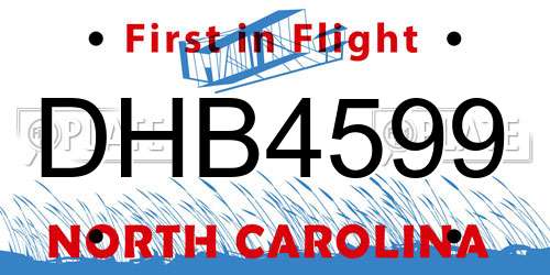 DHB4599 North Carolina License Plate