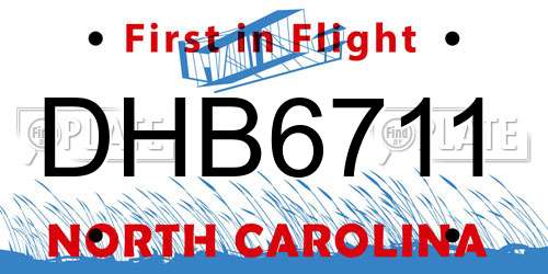 DHB6711 North Carolina License Plate