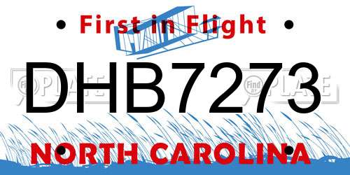 DHB7273 North Carolina License Plate