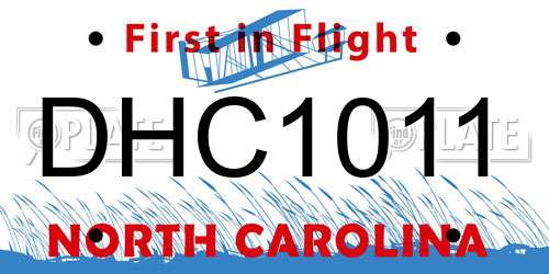 DHC1011 North Carolina License Plate