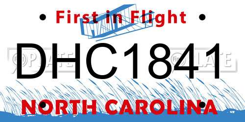 DHC1841 North Carolina License Plate