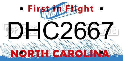DHC2667 North Carolina License Plate