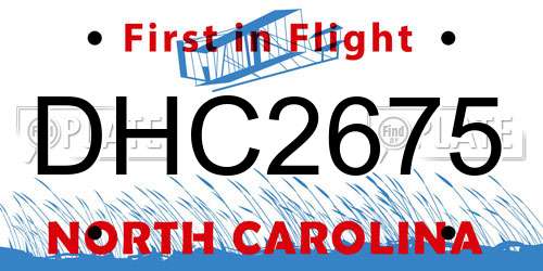 DHC2675 North Carolina License Plate