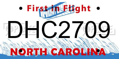 DHC2709 North Carolina License Plate