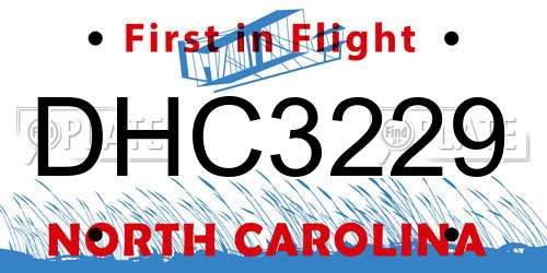 DHC3229 North Carolina License Plate