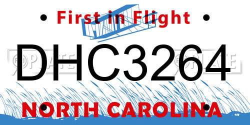DHC3264 North Carolina License Plate