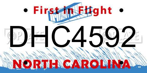 DHC4592 North Carolina License Plate
