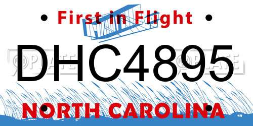 DHC4895 North Carolina License Plate