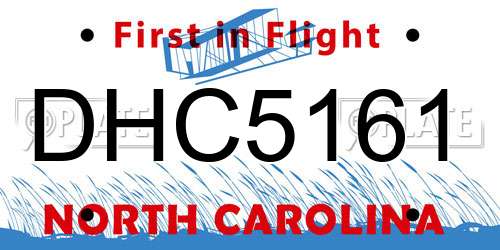 DHC5161 North Carolina License Plate