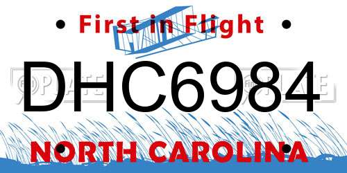 DHC6984 North Carolina License Plate