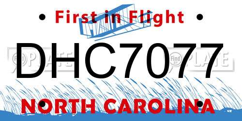 DHC7077 North Carolina License Plate
