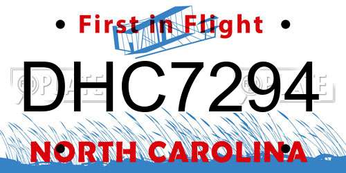 DHC7294 North Carolina License Plate