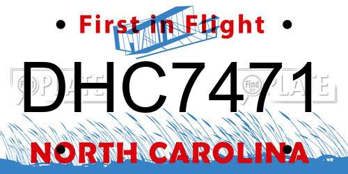 DHC7471 North Carolina License Plate