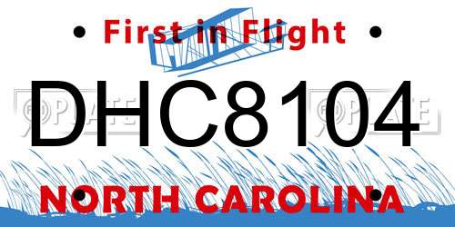 DHC8104 North Carolina License Plate