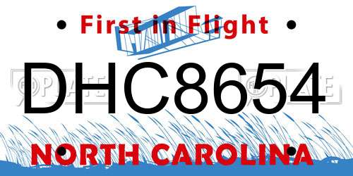DHC8654 North Carolina License Plate