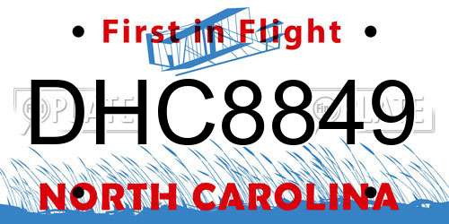 DHC8849 North Carolina License Plate
