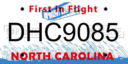 DHC9085 North Carolina License Plate