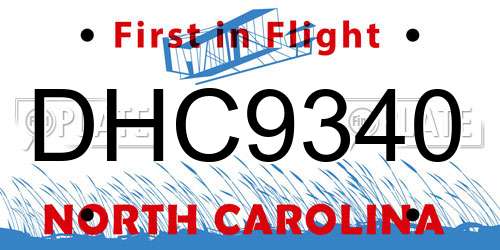 DHC9340 North Carolina License Plate