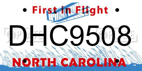 DHC9508 North Carolina License Plate