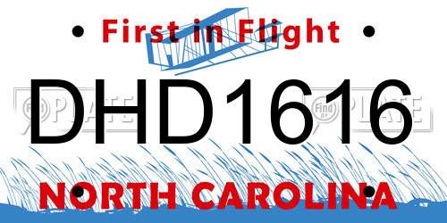DHD1616 North Carolina License Plate