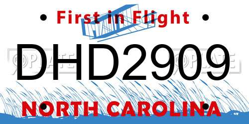 DHD2909 North Carolina License Plate