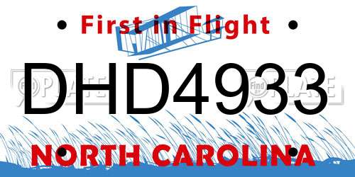 DHD4933 North Carolina License Plate