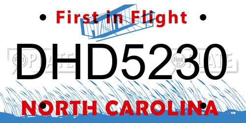 DHD5230 North Carolina License Plate