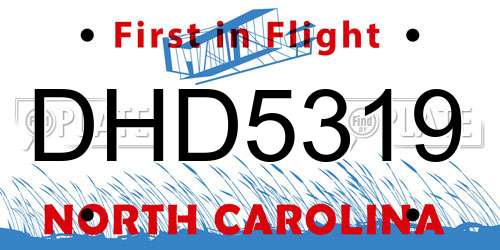 DHD5319 North Carolina License Plate