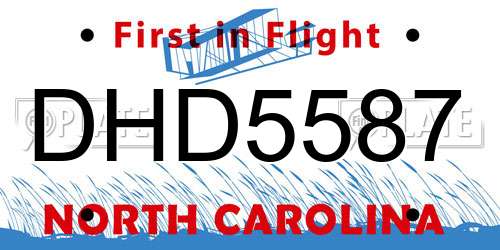 DHD5587 North Carolina License Plate