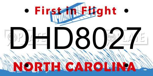 DHD8027 North Carolina License Plate