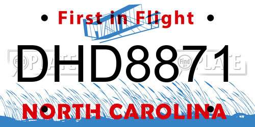 DHD8871 North Carolina License Plate