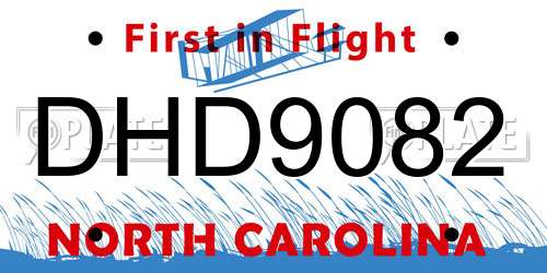 DHD9082 North Carolina License Plate