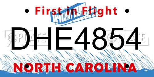 DHE4854 North Carolina License Plate
