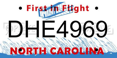 DHE4969 North Carolina License Plate