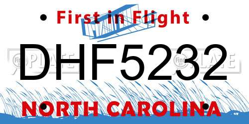 DHF5232 North Carolina License Plate