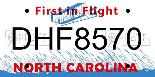 DHF8570 North Carolina License Plate