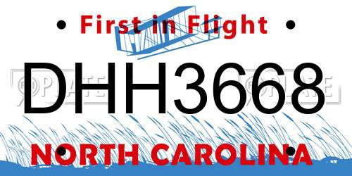 DHH3668 North Carolina License Plate