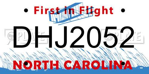 DHJ2052 North Carolina License Plate