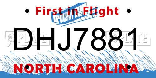 DHJ7881 North Carolina License Plate